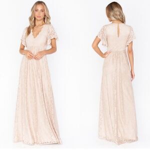 NWT Show Me Your Mumu  Sandra Maxi Dress  Champagne Forever Lace XS